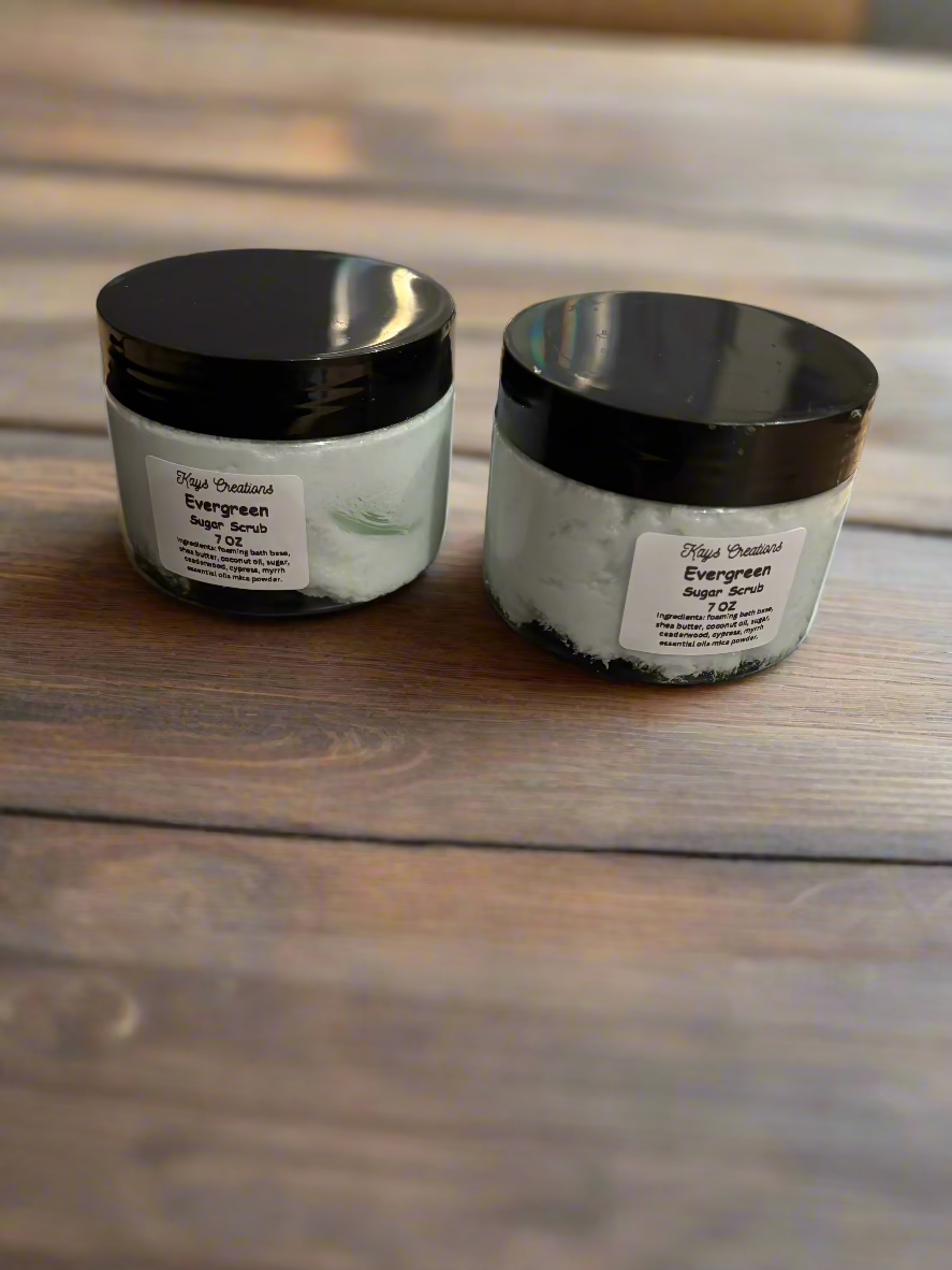 Evergreen Whipped Sugar Scrub| Cedarwood | Cypress | Myrrh